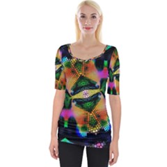 Butterfly Color Pop Art Wide Neckline Tee