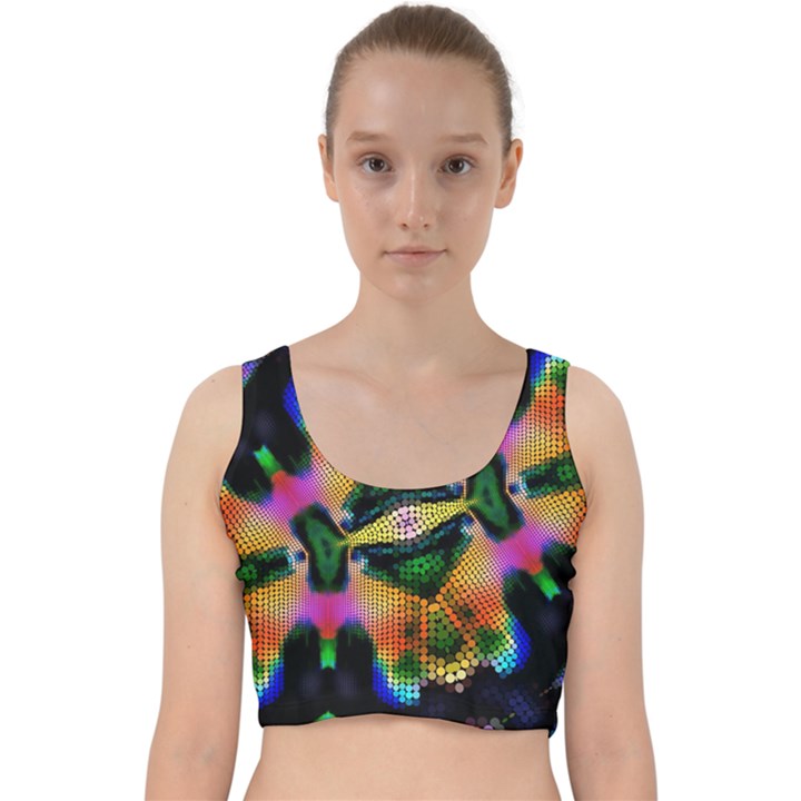 Butterfly Color Pop Art Velvet Racer Back Crop Top