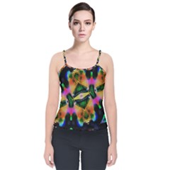 Butterfly Color Pop Art Velvet Spaghetti Strap Top