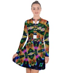 Butterfly Color Pop Art Long Sleeve Panel Dress