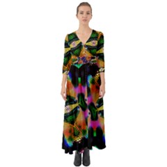 Butterfly Color Pop Art Button Up Boho Maxi Dress by Sapixe