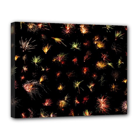 Fireworks Christmas Night Dark Canvas 14  X 11  by Sapixe