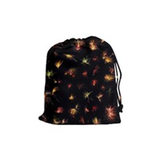 Fireworks Christmas Night Dark Drawstring Pouches (medium)  by Sapixe