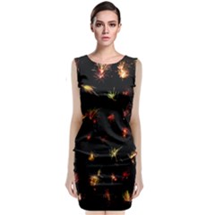 Fireworks Christmas Night Dark Sleeveless Velvet Midi Dress by Sapixe