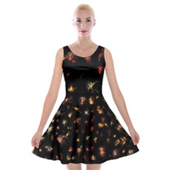 Fireworks Christmas Night Dark Velvet Skater Dress by Sapixe