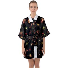 Fireworks Christmas Night Dark Quarter Sleeve Kimono Robe by Sapixe