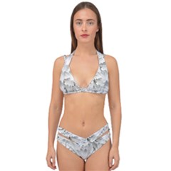 Pattern Motif Decor Double Strap Halter Bikini Set by Sapixe