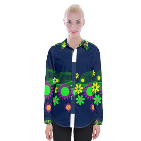 Flower Power Flowers Ornament Womens Long Sleeve Shirt by Sapixe