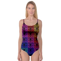 Rainbow Grid Form Abstract Camisole Leotard  by Sapixe