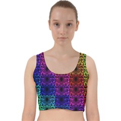 Rainbow Grid Form Abstract Velvet Racer Back Crop Top by Sapixe