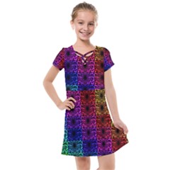 Rainbow Grid Form Abstract Kids  Cross Web Dress