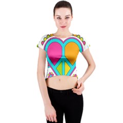 Love Peace Feelings Nature Crew Neck Crop Top by Sapixe