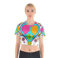 Love Peace Feelings Nature Cotton Crop Top by Sapixe