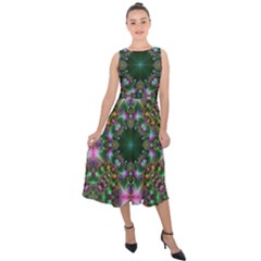 Kaleidoscope Digital Kaleidoscope Midi Tie-back Chiffon Dress