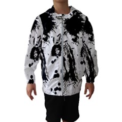 Pattern Color Painting Dab Black Hooded Windbreaker (kids) by Sapixe