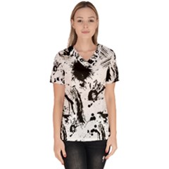 Pattern Color Painting Dab Black Scrub Top by Sapixe