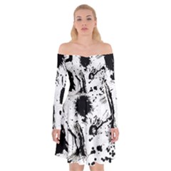 Pattern Color Painting Dab Black Off Shoulder Skater Dress by Sapixe