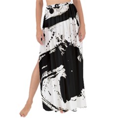 Pattern Color Painting Dab Black Maxi Chiffon Tie-up Sarong by Sapixe