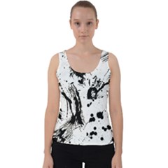 Pattern Color Painting Dab Black Velvet Tank Top