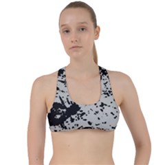 Fabric Texture Painted White Soft Criss Cross Racerback Sports Bra by Sapixe