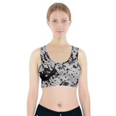 Fabric Texture Painted White Soft Sports Bra With Pocket by Sapixe