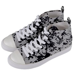 Fabric Texture Painted White Soft Women s Mid-top Canvas Sneakers by Sapixe