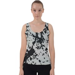 Fabric Texture Painted White Soft Velvet Tank Top by Sapixe