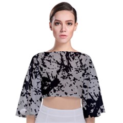 Fabric Texture Painted White Soft Tie Back Butterfly Sleeve Chiffon Top by Sapixe