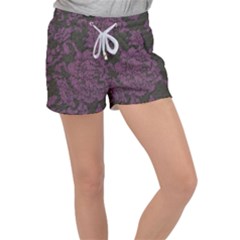 Purple Black Red Fabric Textile Women s Velour Lounge Shorts