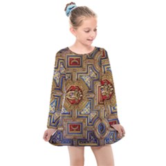 Church Ceiling Box Ceiling Painted Kids  Long Sleeve Dress