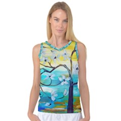 Oil Painting Tree Flower Women s Basketball Tank Top by Sapixe