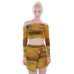 Fabric Textile Texture Abstract Off Shoulder Top With Mini Skirt Set