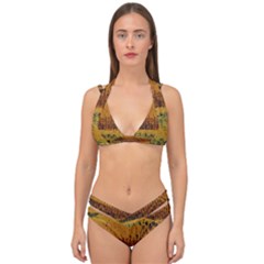 Fabric Textile Texture Abstract Double Strap Halter Bikini Set by Sapixe