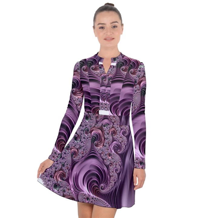 Abstract Art Fractal Art Fractal Long Sleeve Panel Dress