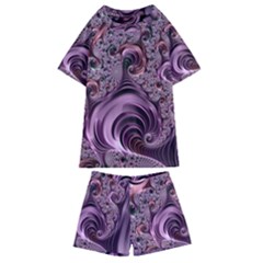 Abstract Art Fractal Art Fractal Kids  Swim Tee And Shorts Set