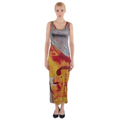 Painting Macro Color Oil Paint Fitted Maxi Dress by Sapixe