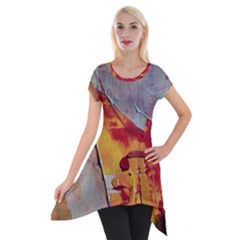 Painting Macro Color Oil Paint Short Sleeve Side Drop Tunic by Sapixe