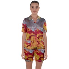 Painting Macro Color Oil Paint Satin Short Sleeve Pyjamas Set by Sapixe