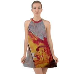 Painting Macro Color Oil Paint Halter Tie Back Chiffon Dress by Sapixe