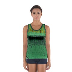 Green Fabric Textile Macro Detail Sport Tank Top  by Sapixe