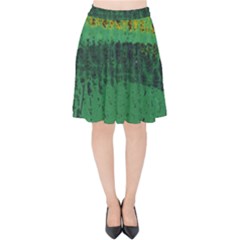 Green Fabric Textile Macro Detail Velvet High Waist Skirt by Sapixe