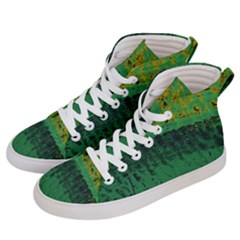 Green Fabric Textile Macro Detail Women s Hi-top Skate Sneakers by Sapixe