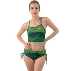 Green Fabric Textile Macro Detail Mini Tank Bikini Set by Sapixe