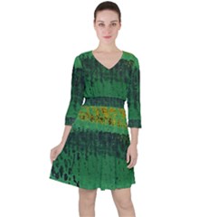 Green Fabric Textile Macro Detail Ruffle Dress by Sapixe