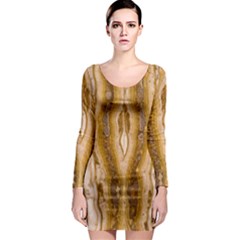 Marble Wall Surface Pattern Long Sleeve Bodycon Dress by Sapixe