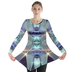 Abstract Glow Kaleidoscopic Light Long Sleeve Tunic  by Sapixe