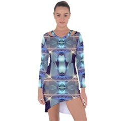 Abstract Glow Kaleidoscopic Light Asymmetric Cut-out Shift Dress by Sapixe