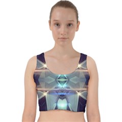 Abstract Glow Kaleidoscopic Light Velvet Racer Back Crop Top by Sapixe