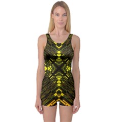 Abstract Glow Kaleidoscopic Light One Piece Boyleg Swimsuit by Sapixe