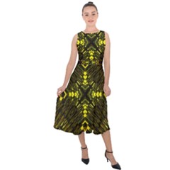 Abstract Glow Kaleidoscopic Light Midi Tie-back Chiffon Dress